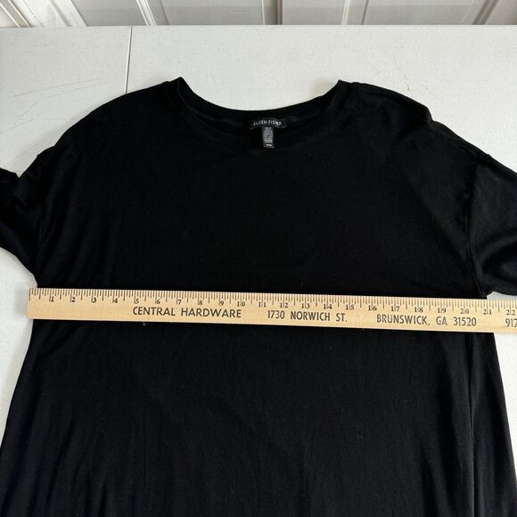 Eileen Fisher Midi Shift Dress Size M Black Minimalist Sustainable Quiet Luxury - Picture 8 of 9